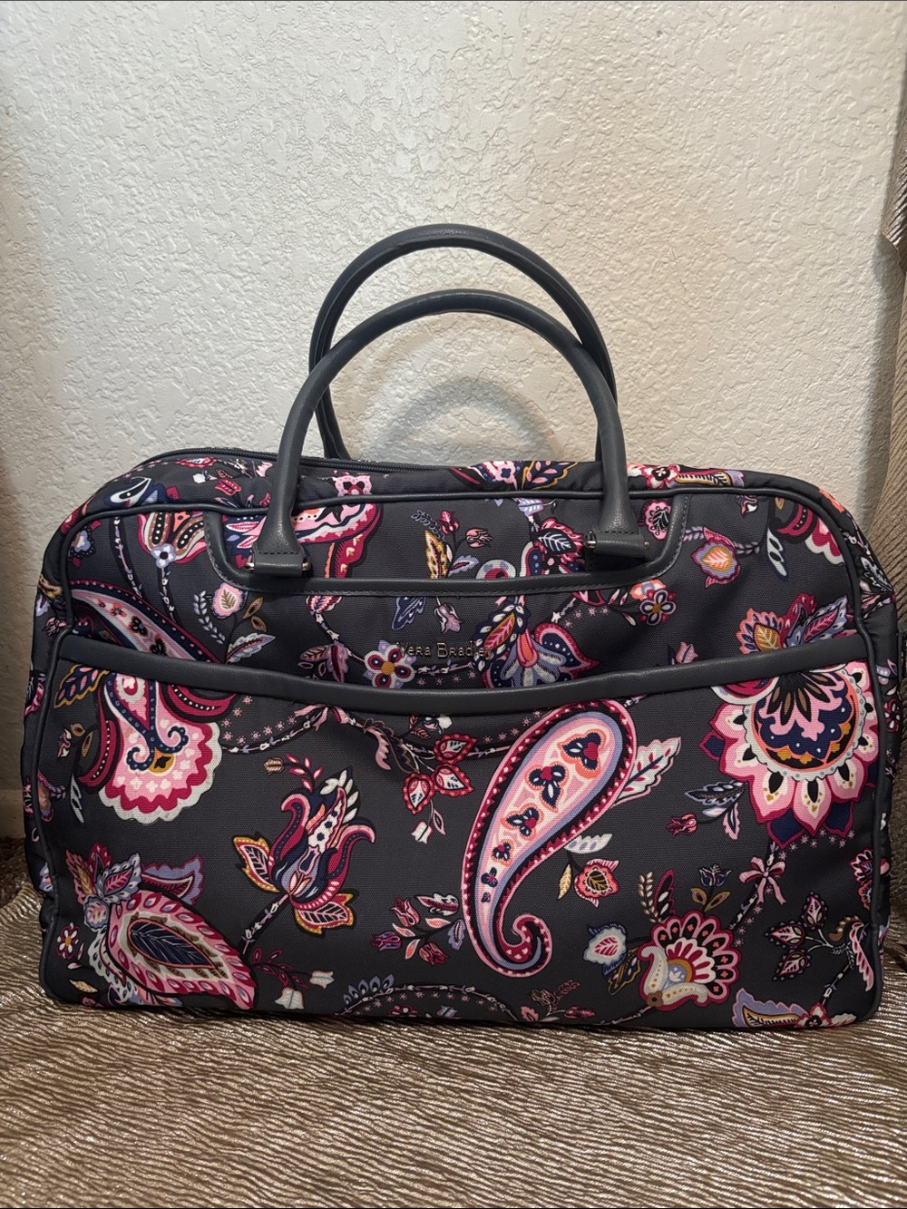 Vera Bradley Paisley Grey and Pink overnight bag